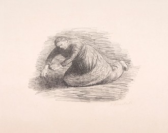 Zeichnung. Knieende Frau.