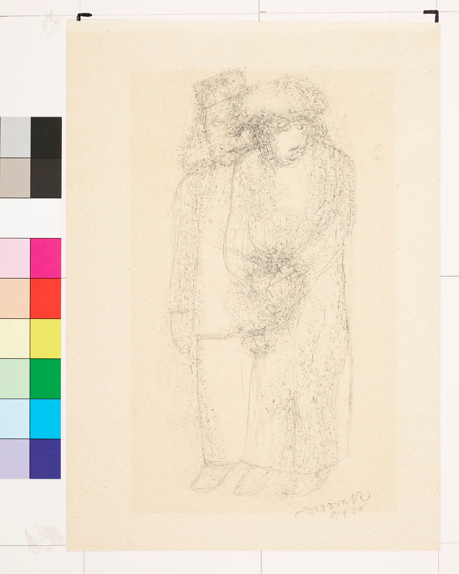 Skizze. Ein Mann und eine Frau am stehen.