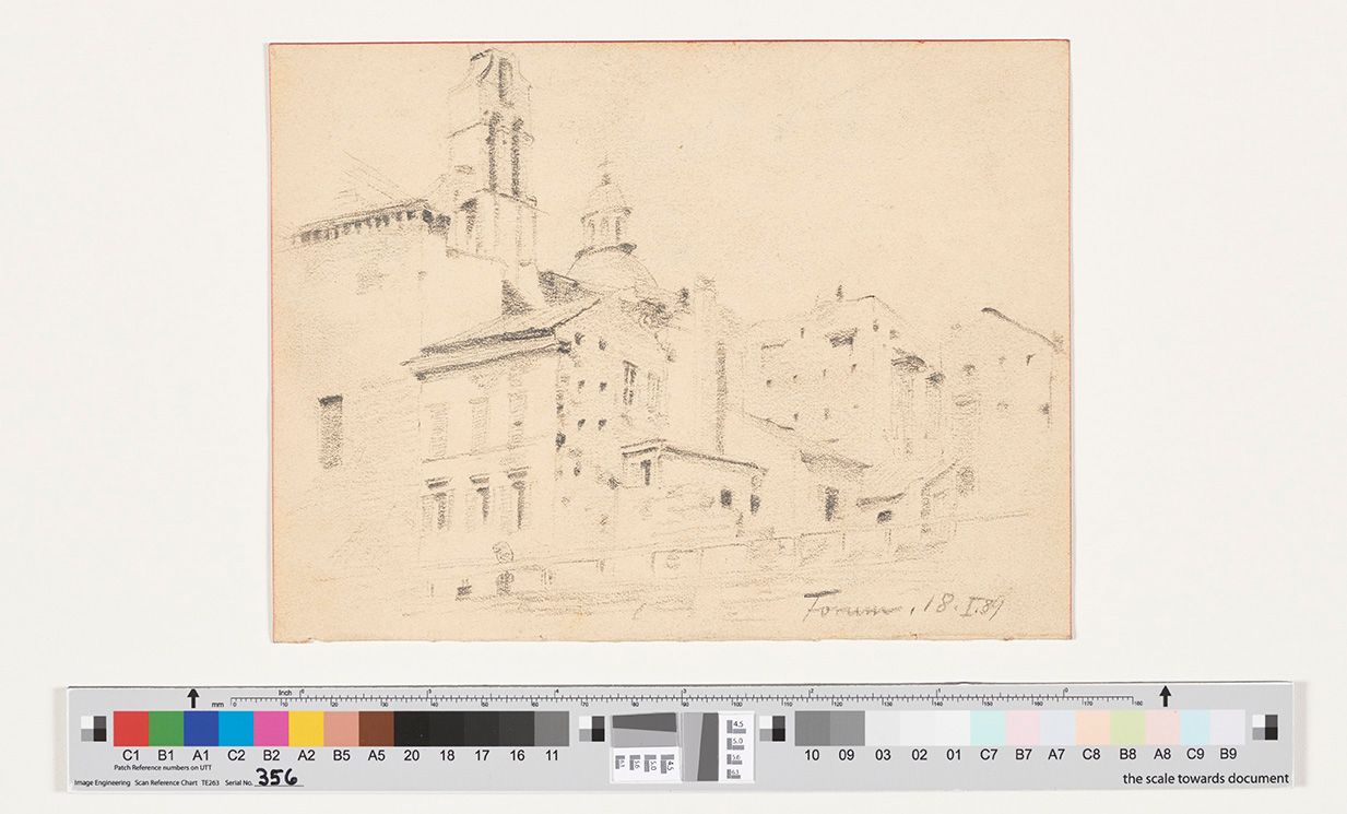 Bleistiftzeichnung des Forum Romanum.