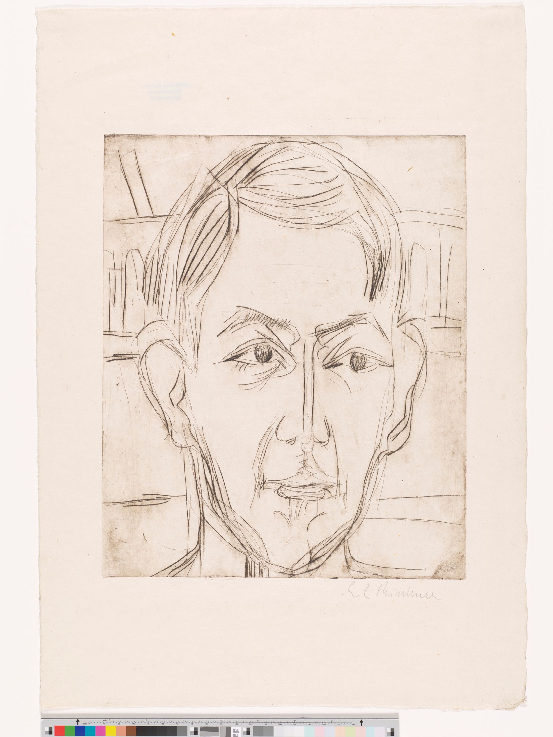 Abstraktes Portrait eines Mannes mit einem Seitenscheitel. 