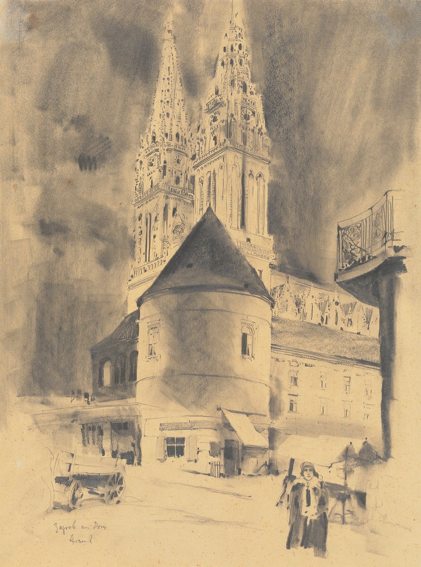 Die Kathedrale von Zagreb mit zwei Türmen und dem Chor.