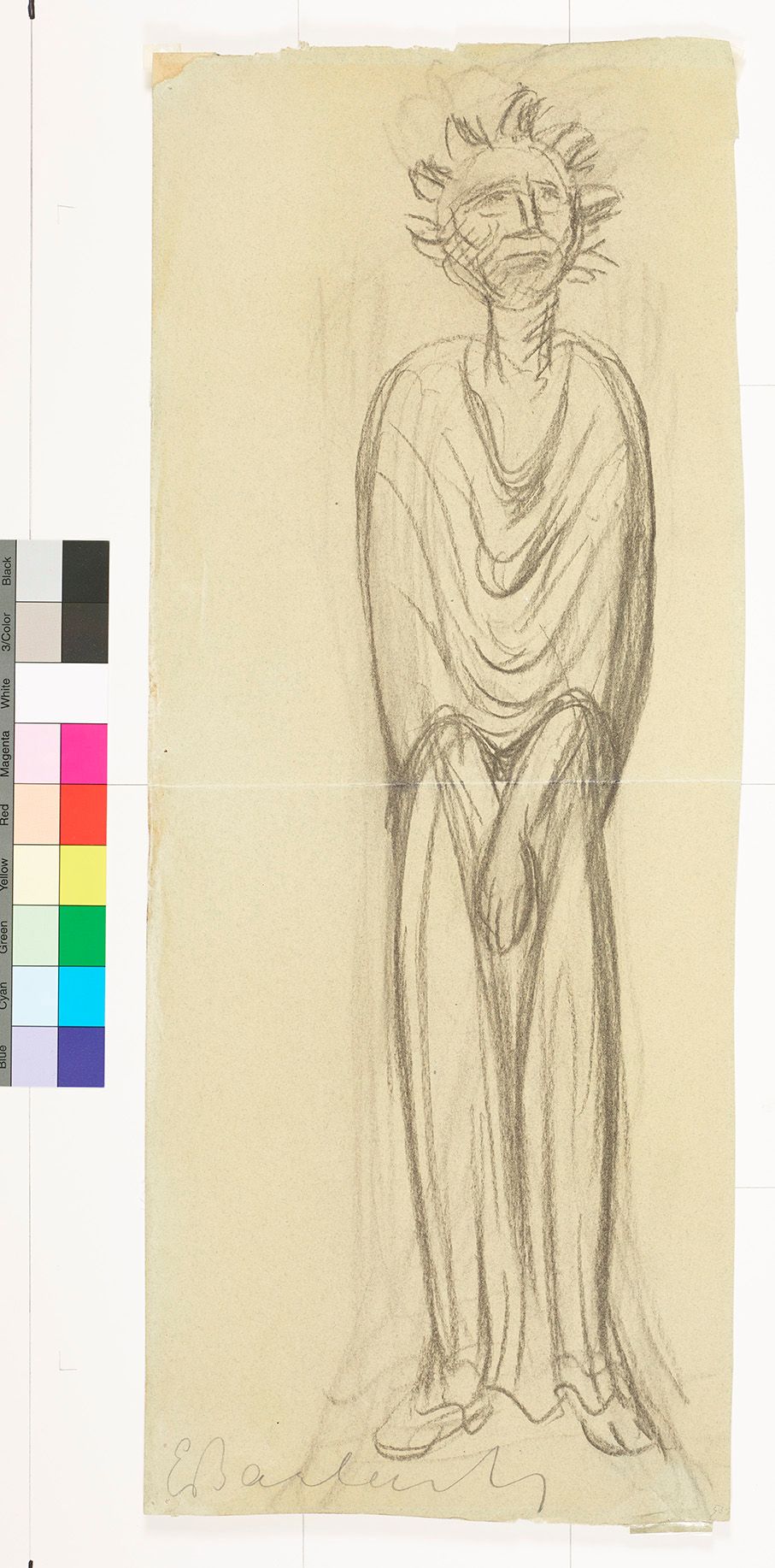 Skizze eines Apostels mit einem Gewand/einer Kutte.