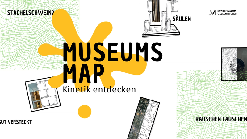 Bild von der Museumsmap auf der verschiedenen Kunstwerken des Museums dargestellt sind