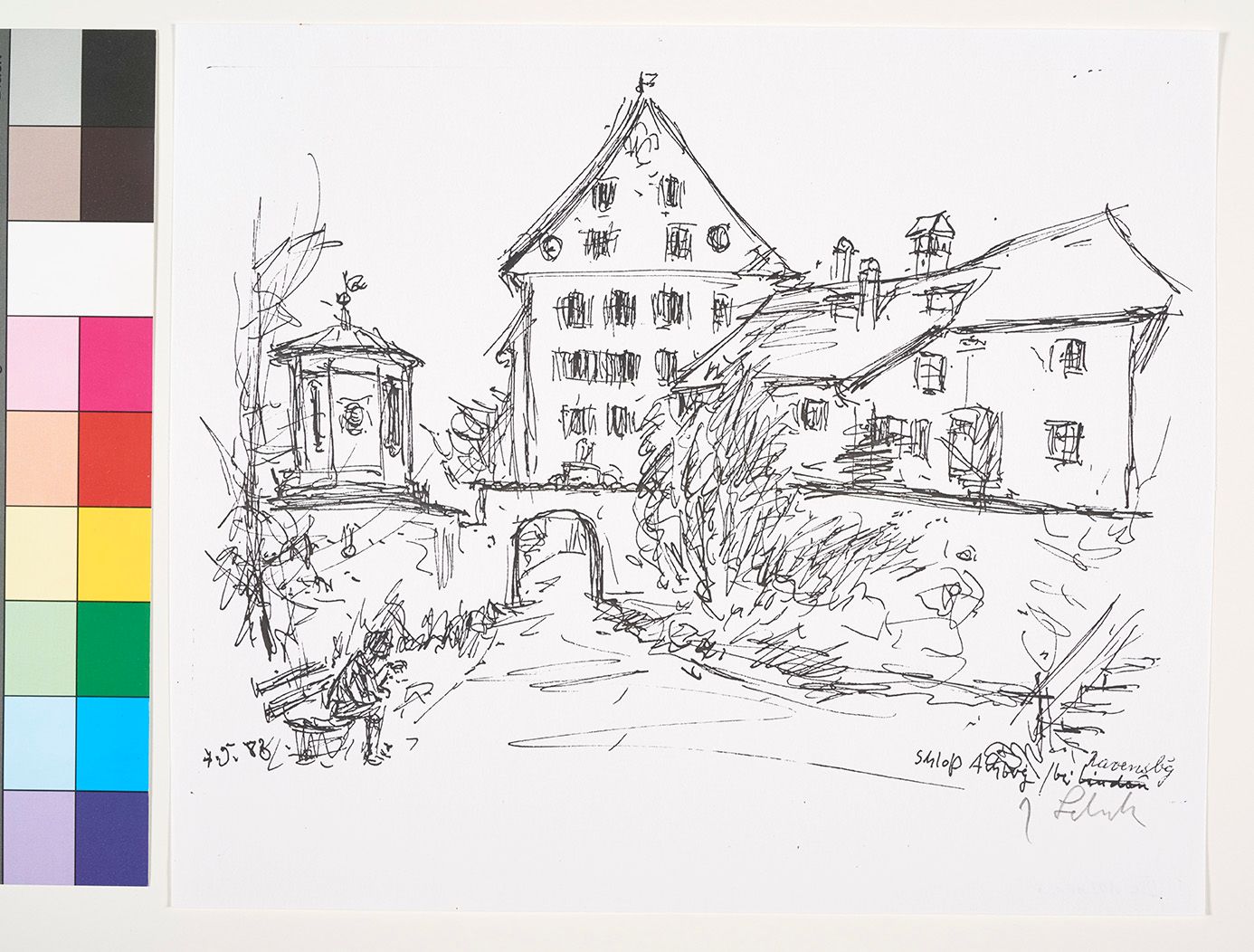 Skizze von Schloss Achberg bei Ravensburg.