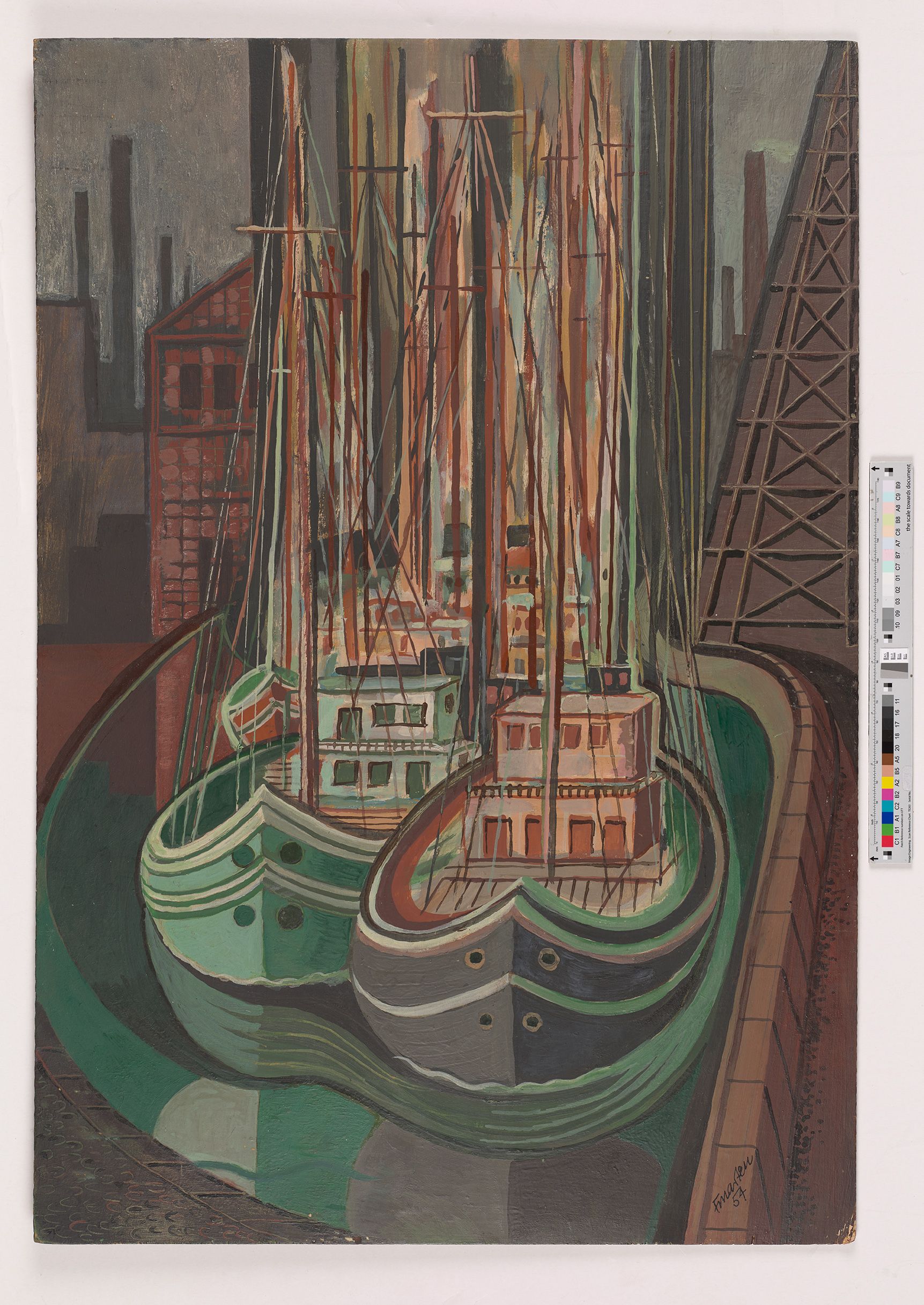 Der Bildträger zeigt zwei Schiffe im Hafen.