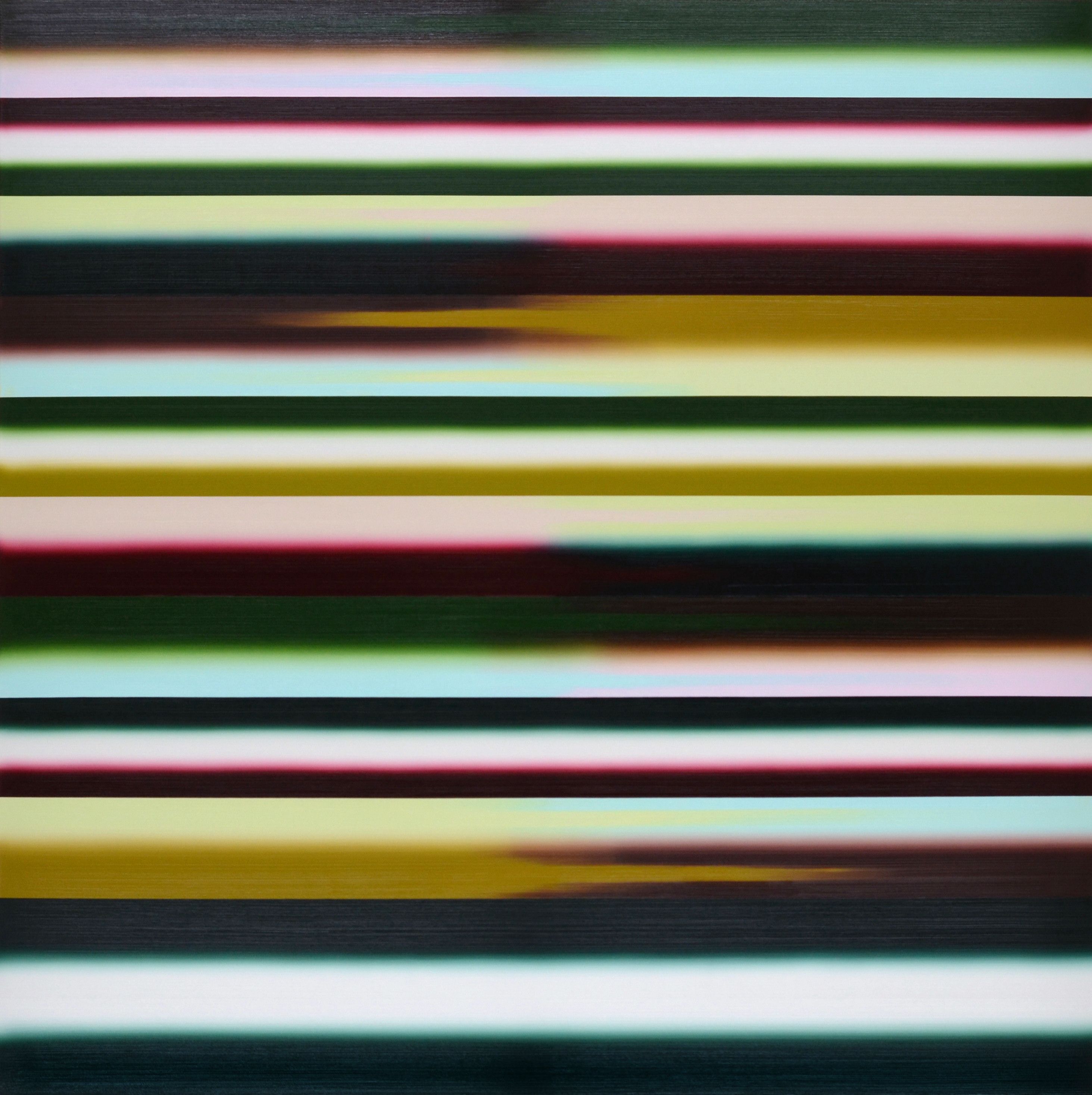 Sehr großes Bild mit farbigen in einander verlaufenden Streifen 