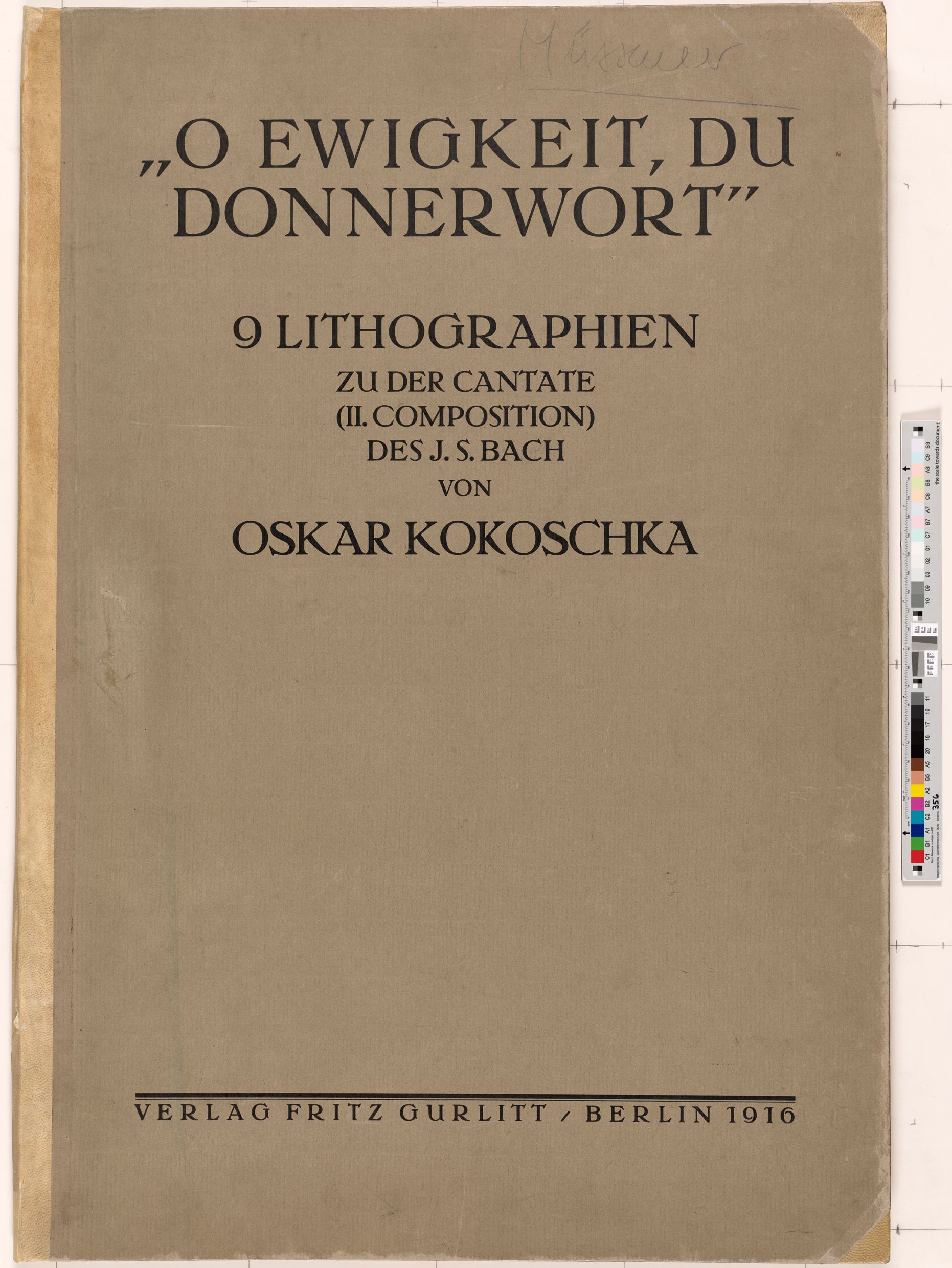 Mappen-Cover. Schwarze Schrift auf braunem Papier. 