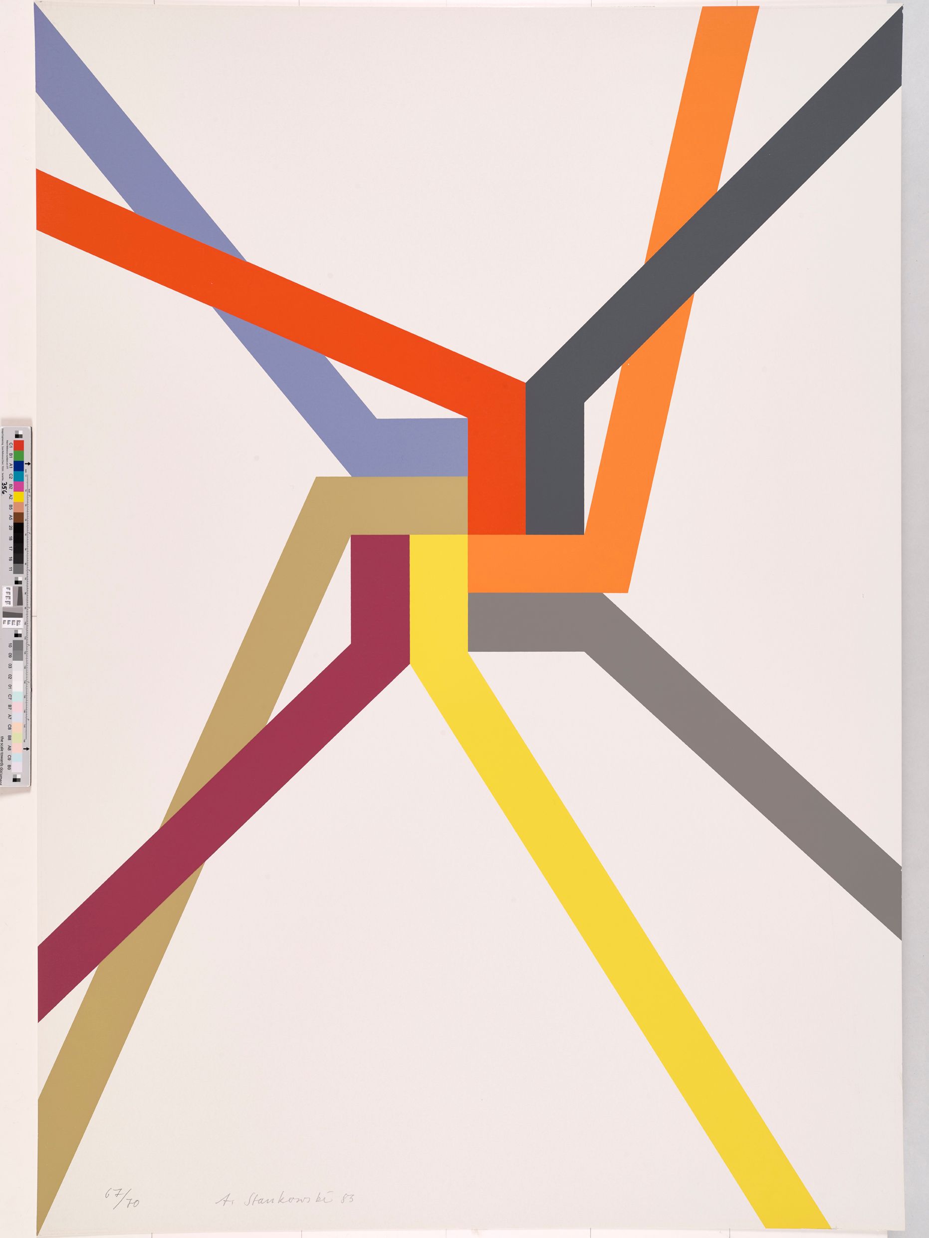 Linien, die aus verschiedenen Richtungen ineinander verlaufenen ein Quadrat bilden. 