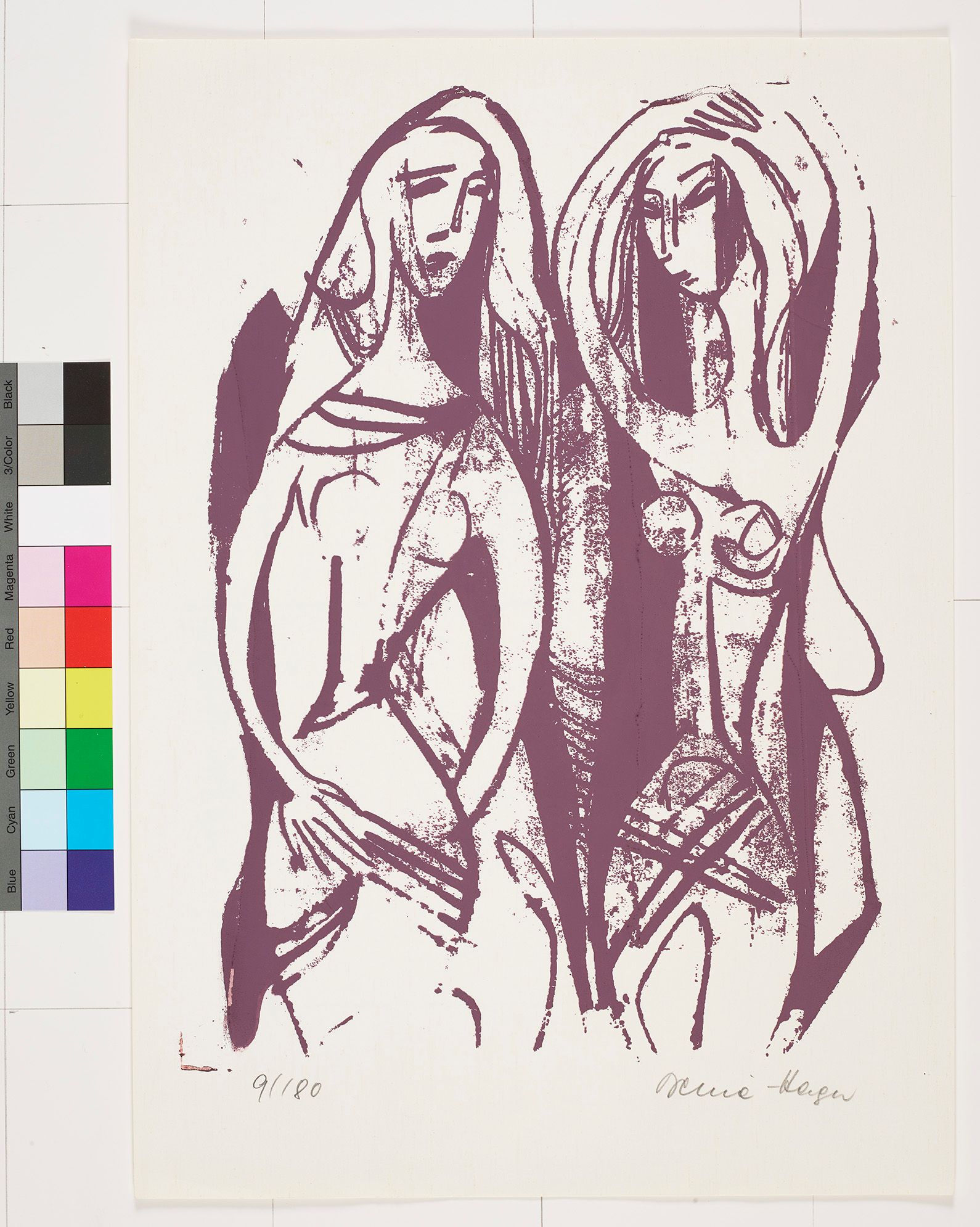 Abstraktes Bildmotiv. Zeichnung von zwei Frauen in Pose. 