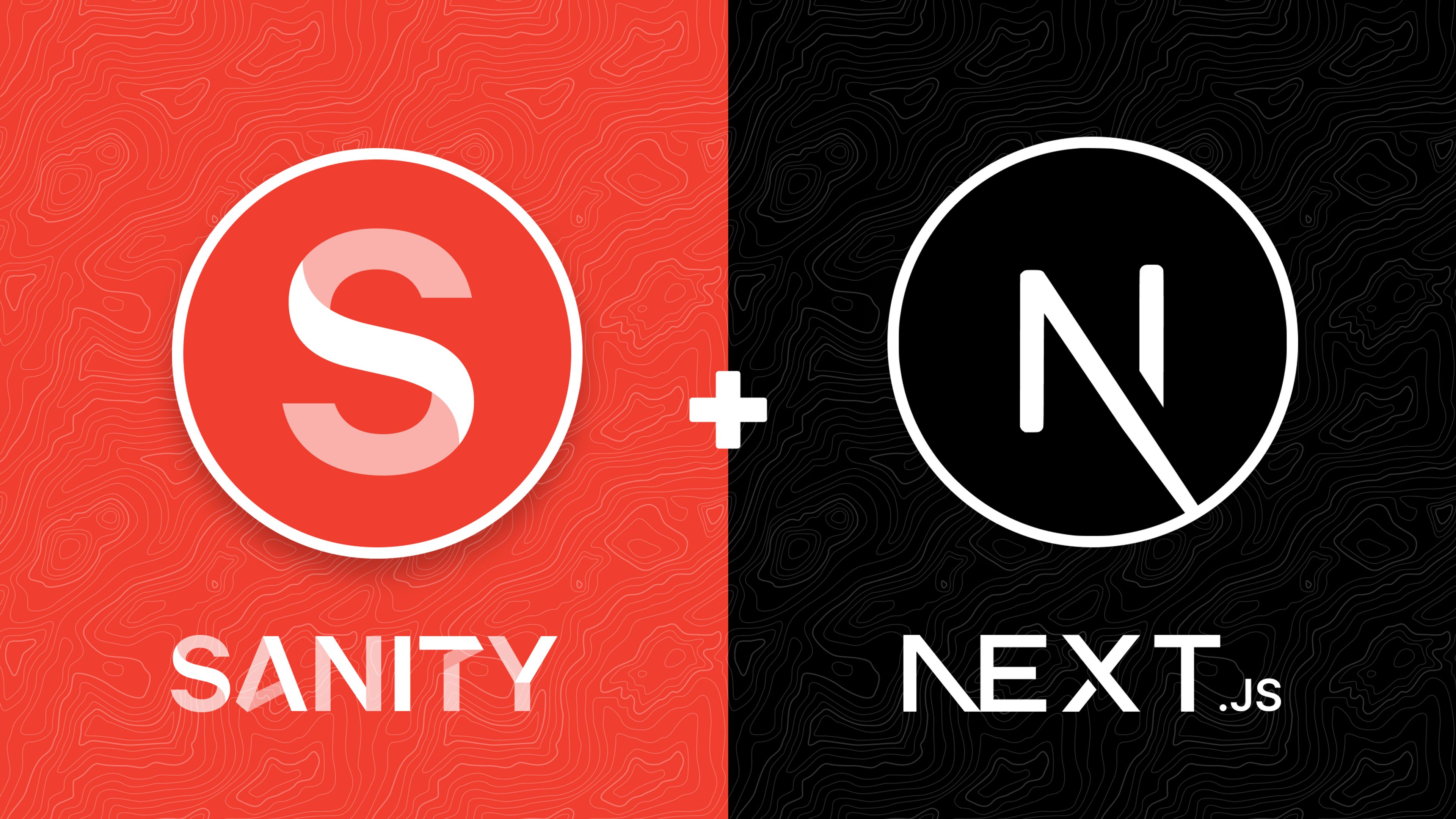 the logos for sanity and next are on a red and black background .