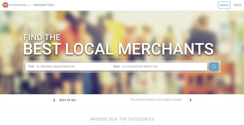 Merchant Circle homepage