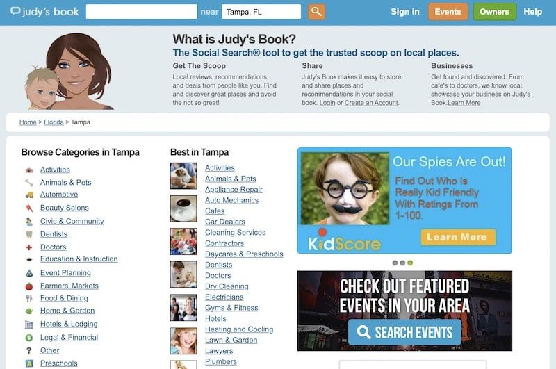 Judy's Book homepage