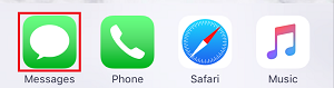 Screenshot showing Messages app icon outlined with red square