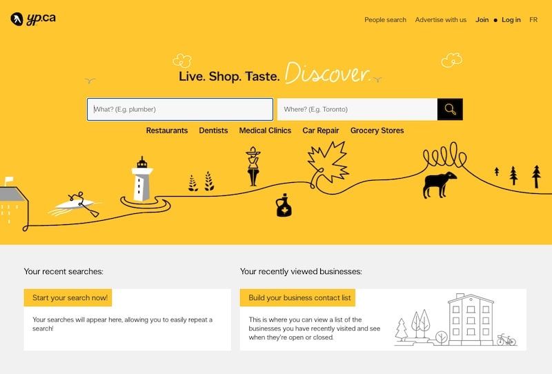 Yellow Pages homepage