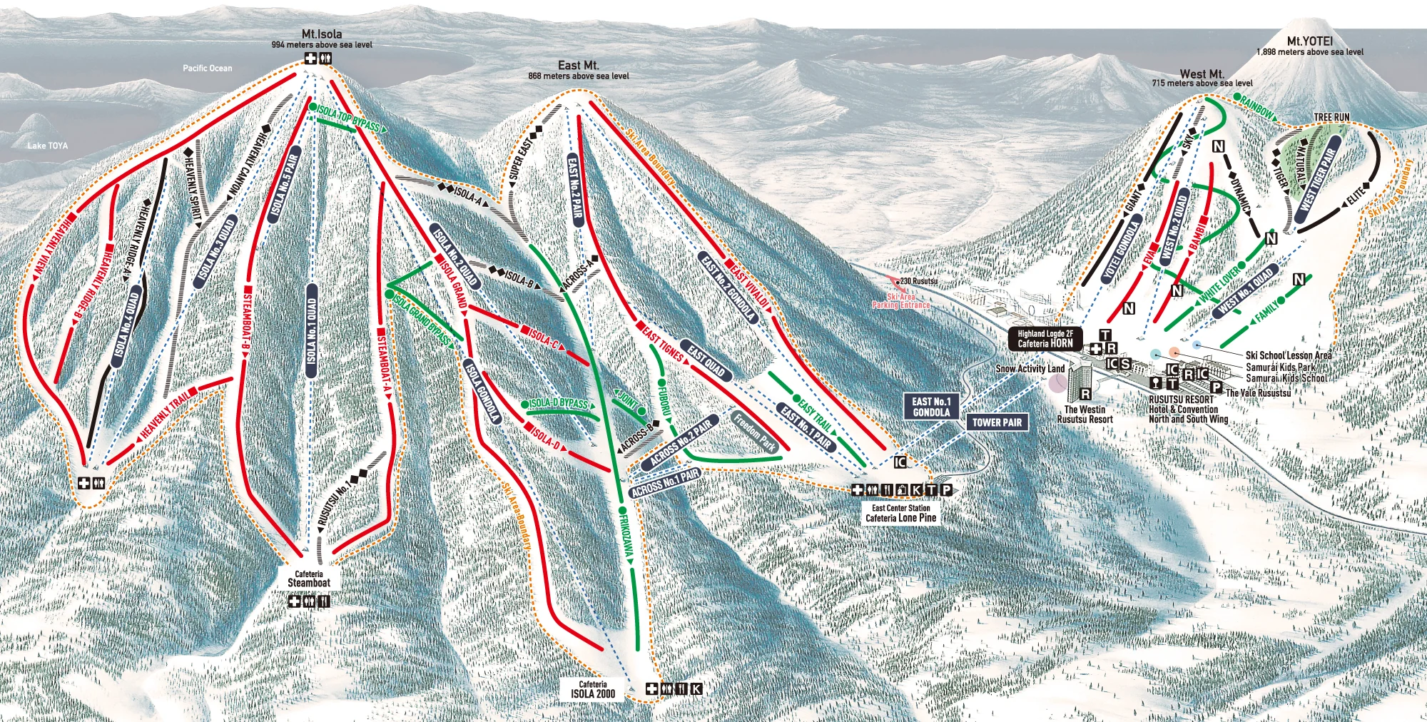 Rusutsu ski and trail map