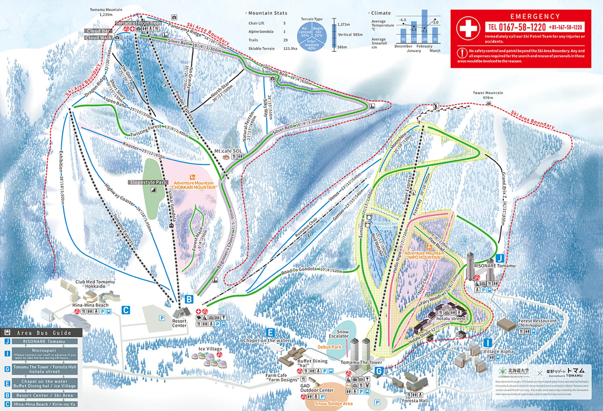Tomamu ski and trial map