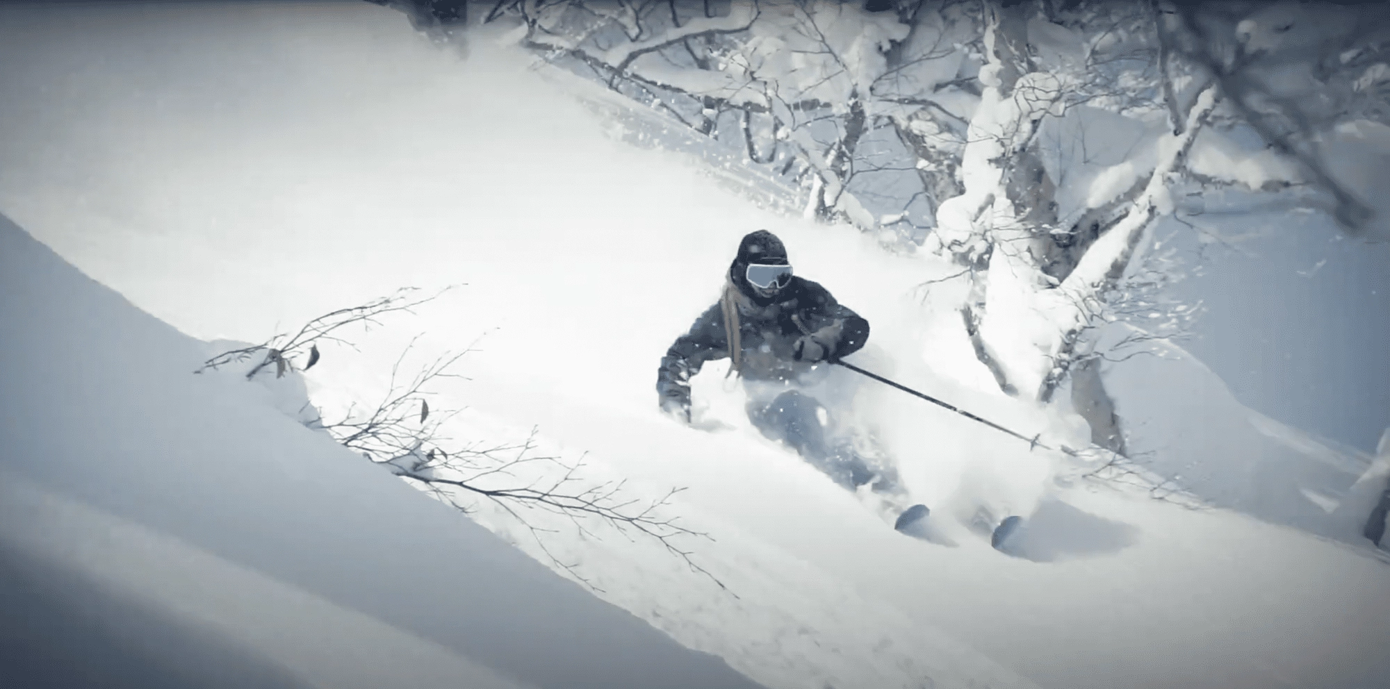 Skier ripping through the Japow at Appi Kogen
