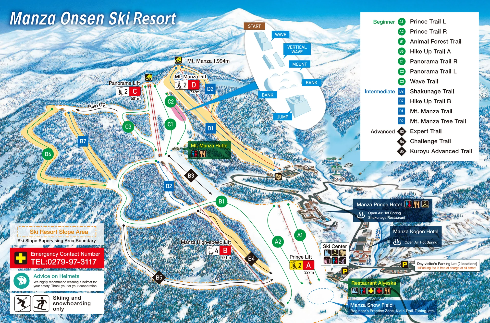 Manza Onsen Ski and Trail Map