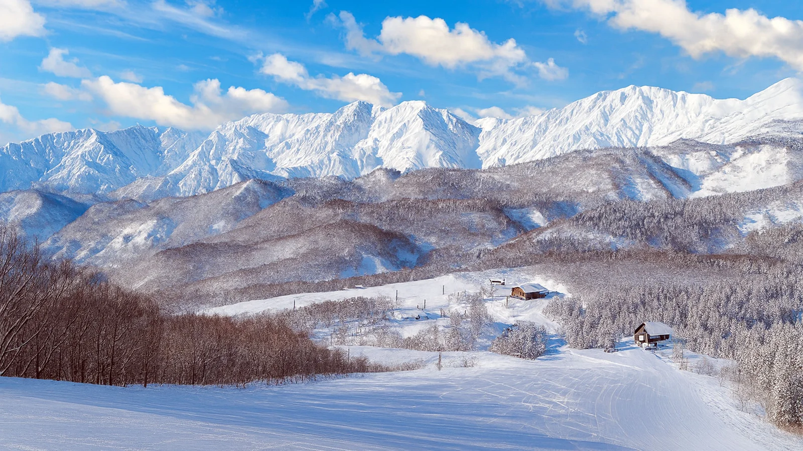 Magnificent views of the valley from a ski run at Tsugaike Kogen