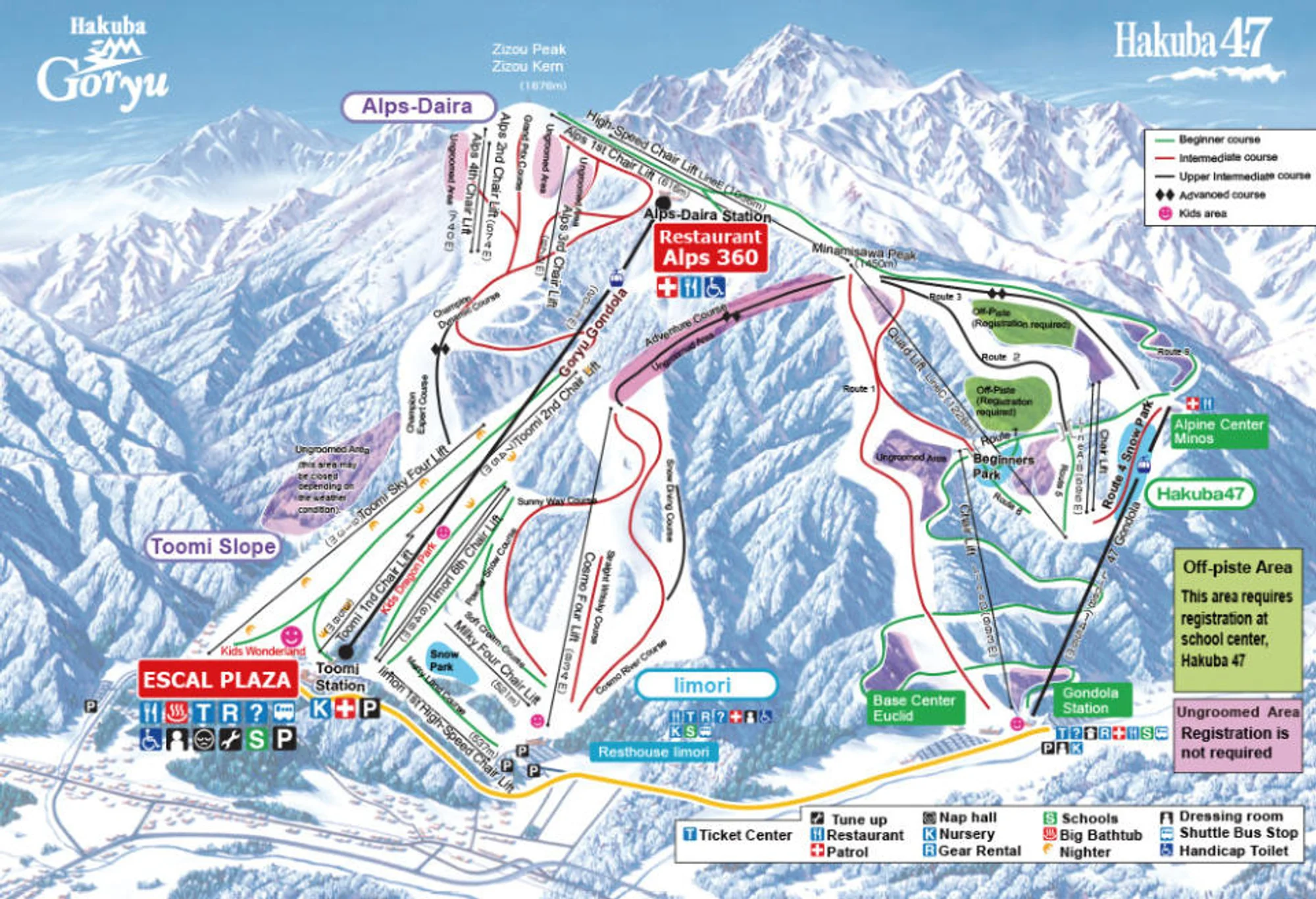 Hakuba Goryu Ski and Trail map