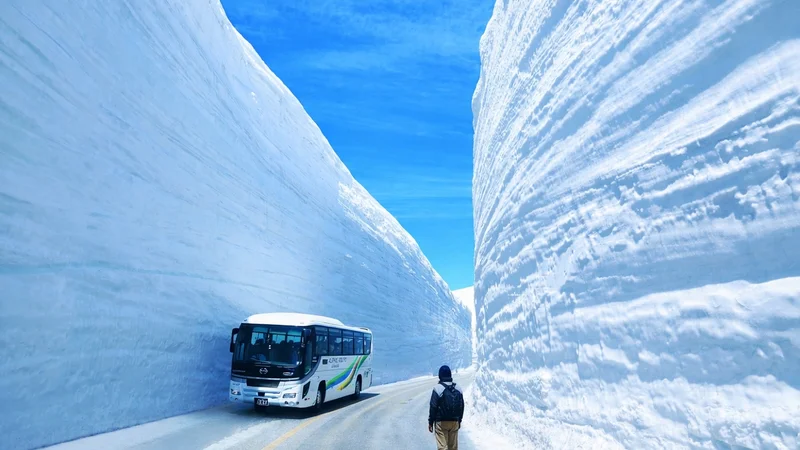 Wall of snow on the Tateyama Kurobe Alpine Route