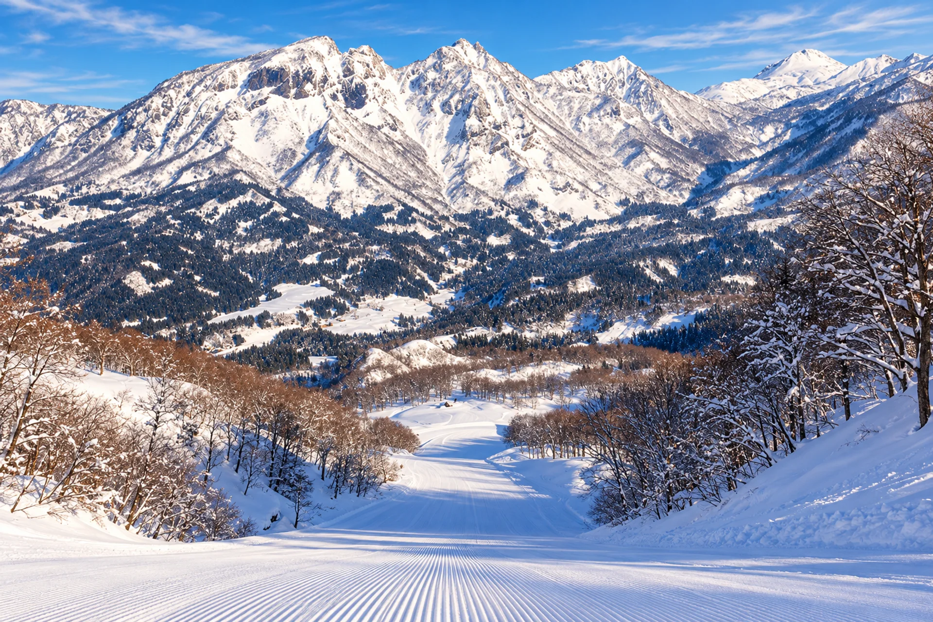 early morning Itoigawa Seaside Valley groomed run