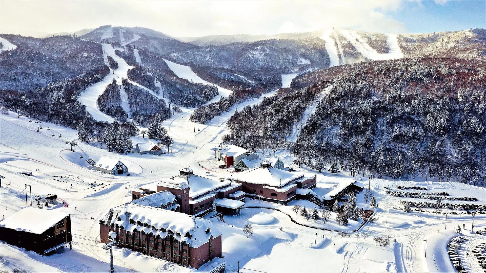 Kiroro village and ski runs from above