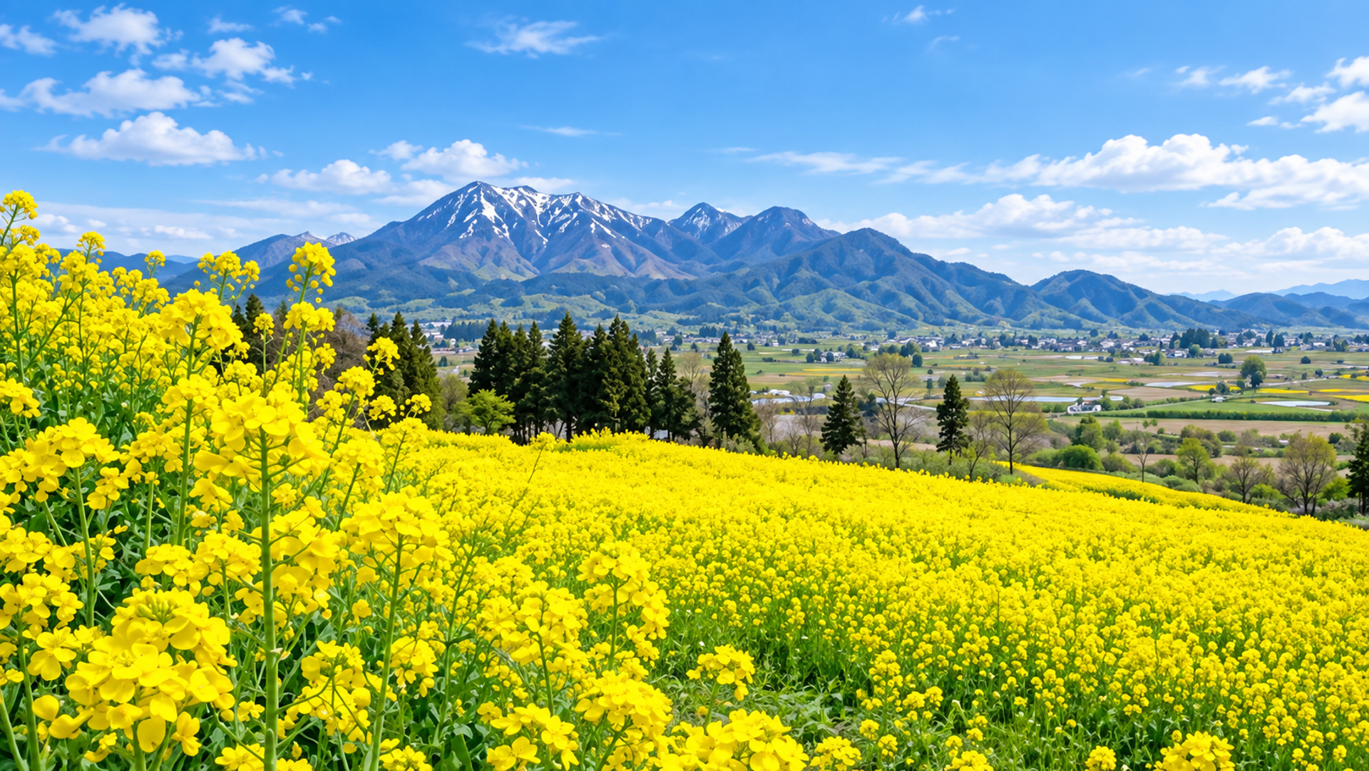 yellow fields of nanohana around Iiyama