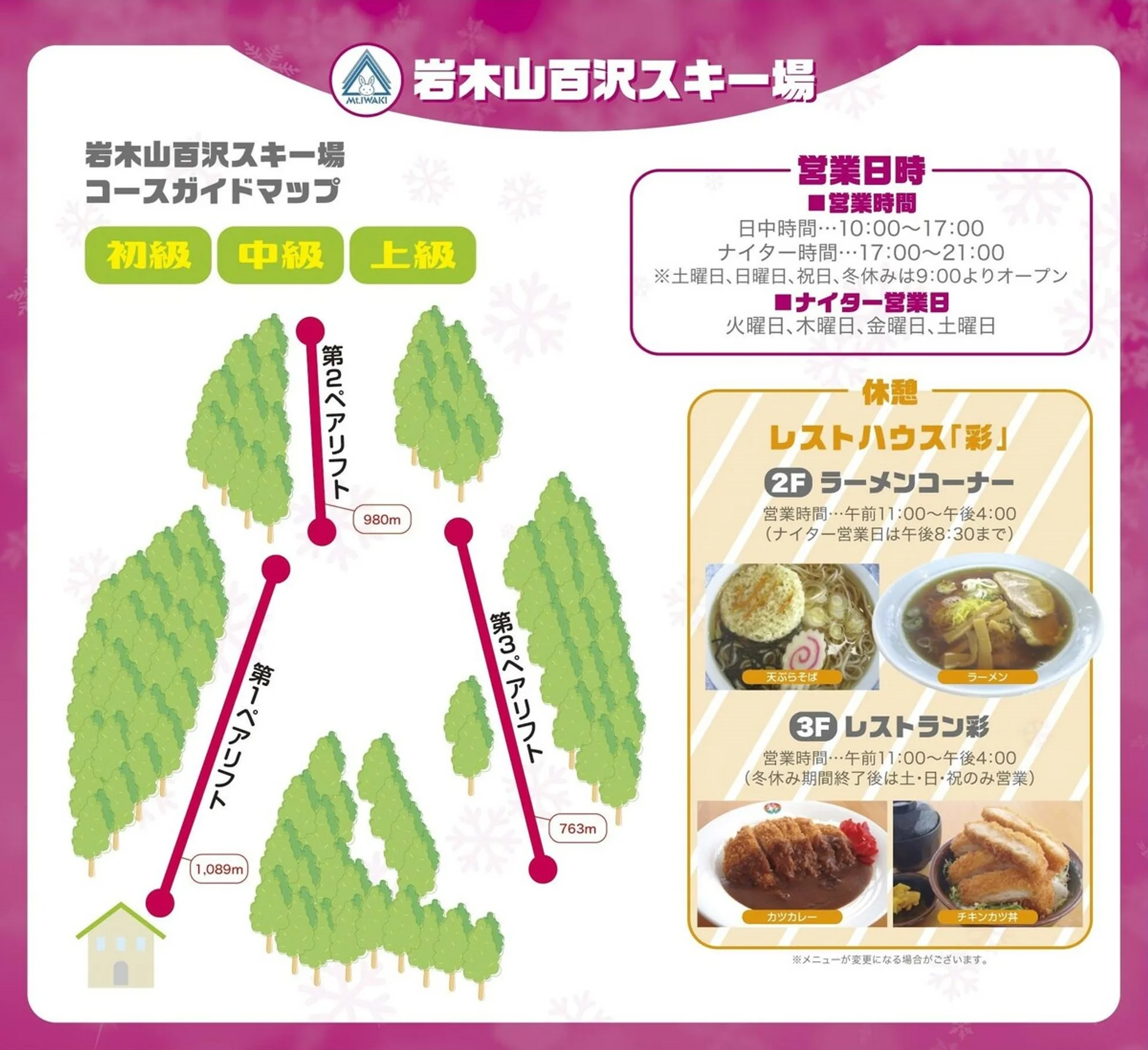 Iwaki Hyakuzawa Ski Trail Map