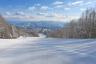 Looking down a ski trail at Chateraise Ski Valley Koumi