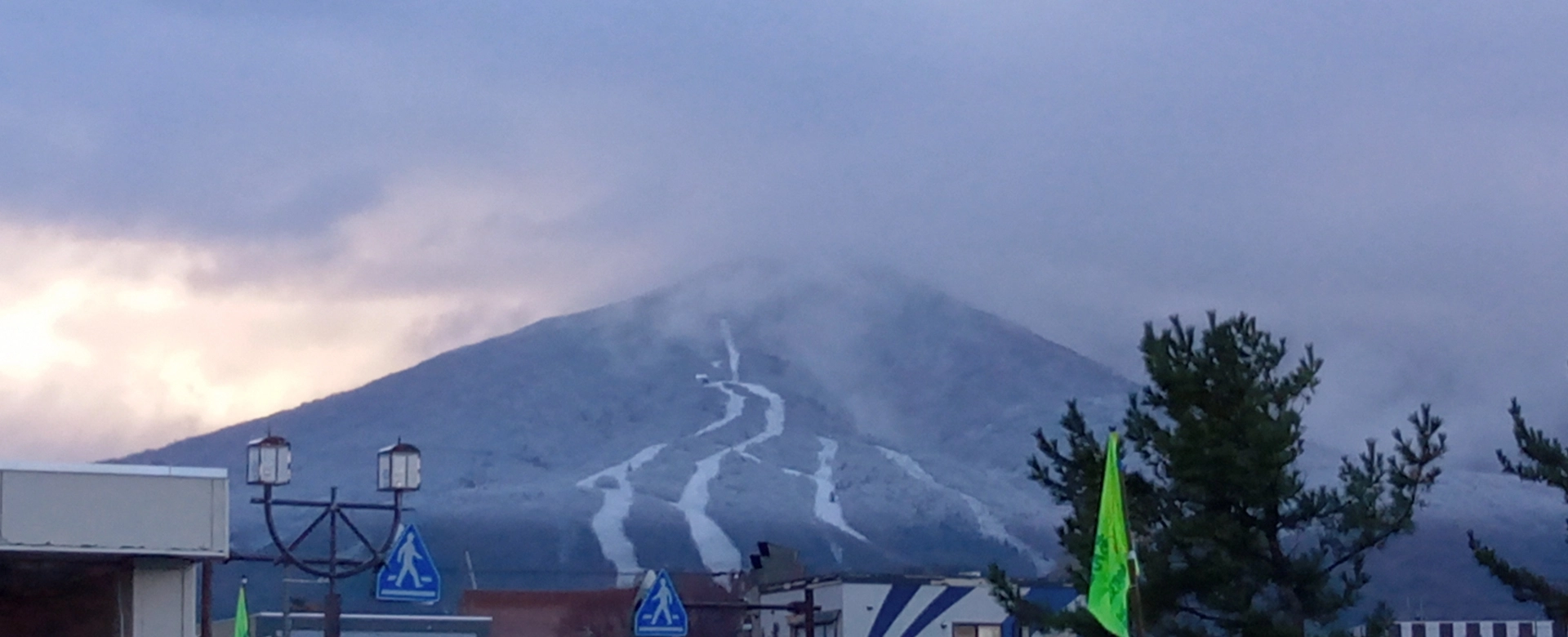 Iwanai mountain with clouds looming over