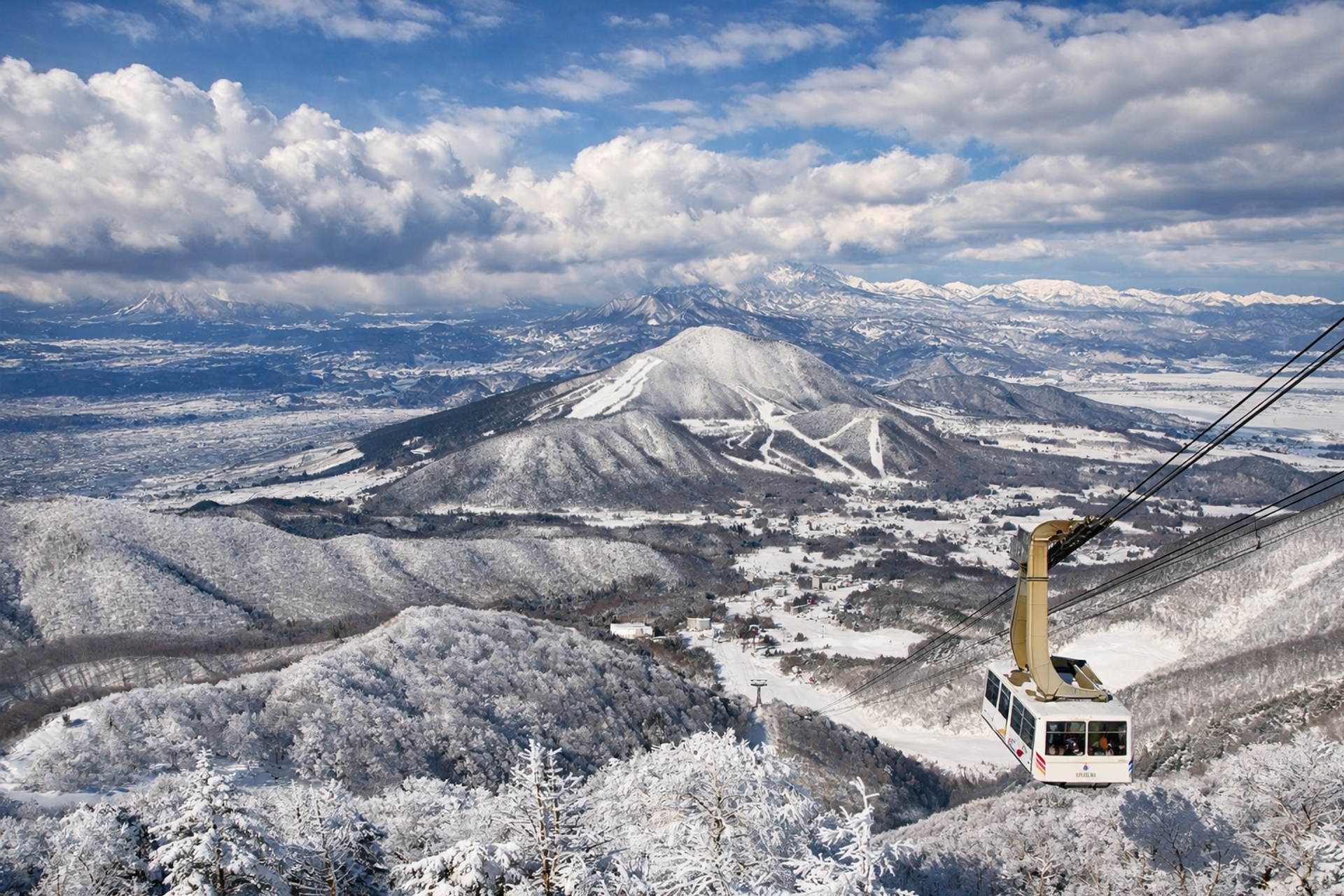 View from Ryuoo Snow Park including the ropeway