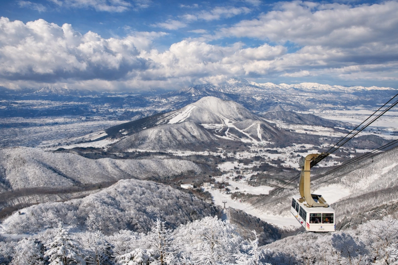 View from Ryuoo Snow Park including the ropeway