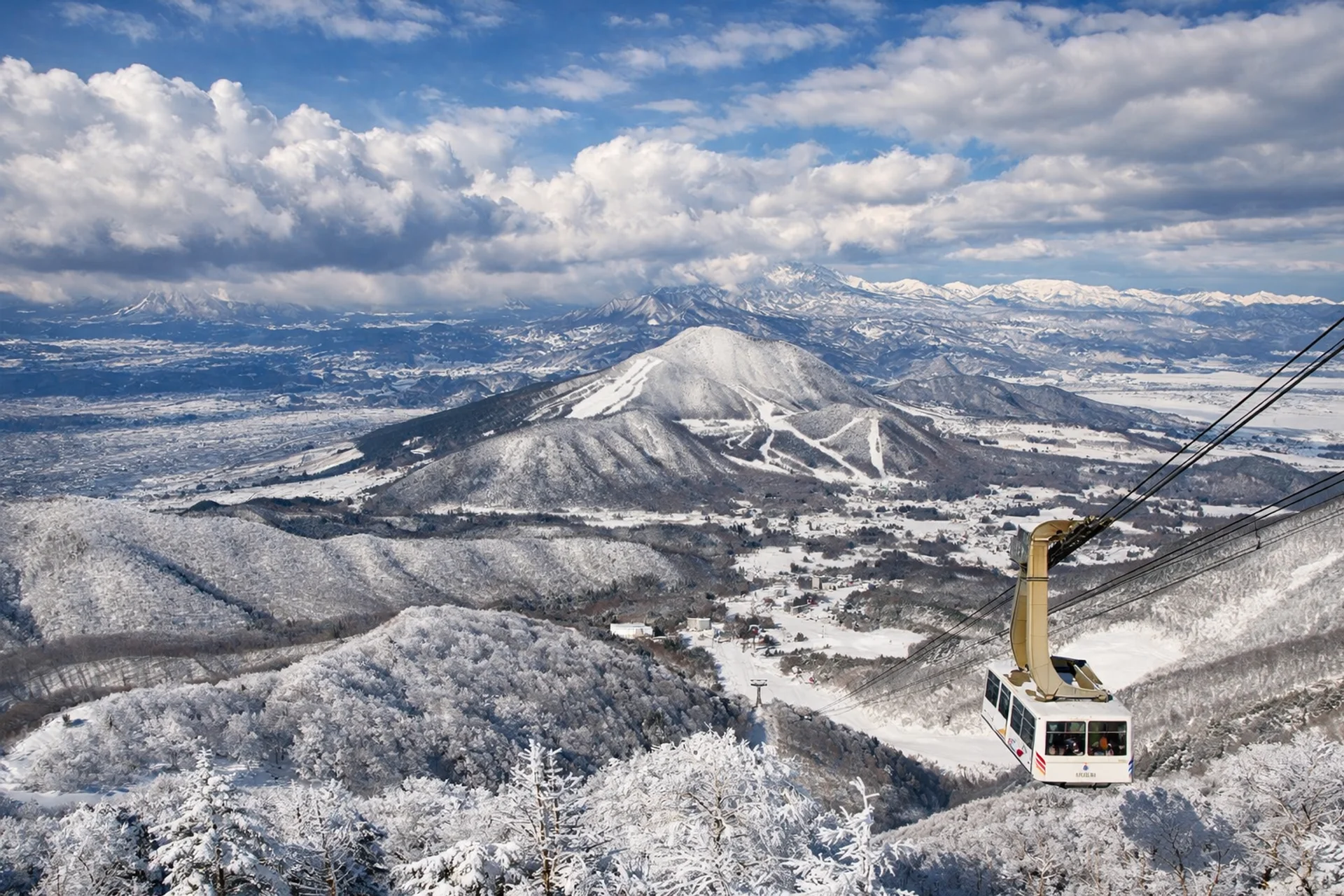 View from Ryuoo Snow Park including the ropeway