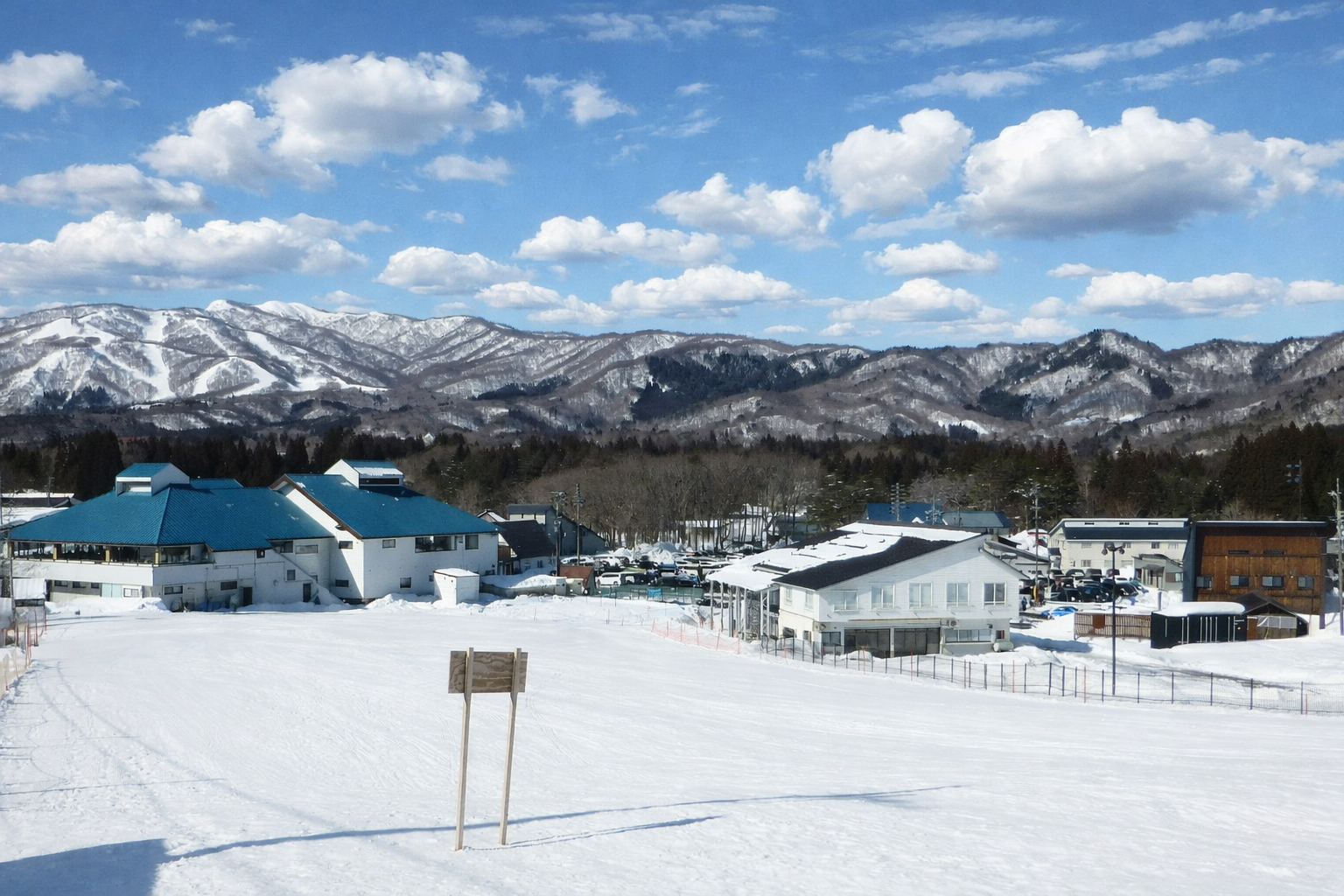 Looking down the main run to Hirugano Kogen Ski Village