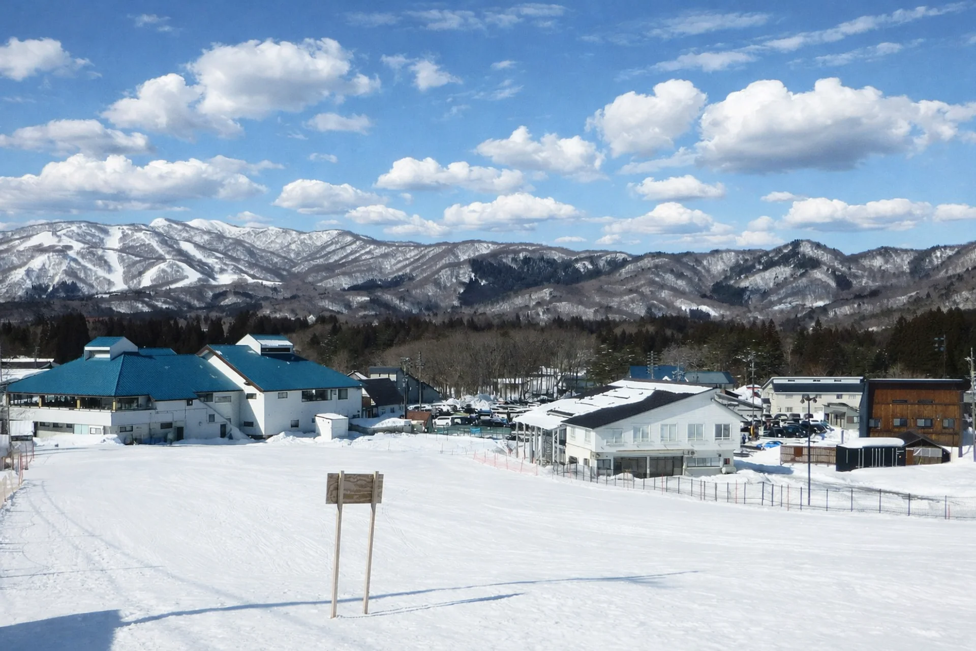Looking down the main run to Hirugano Kogen Ski Village