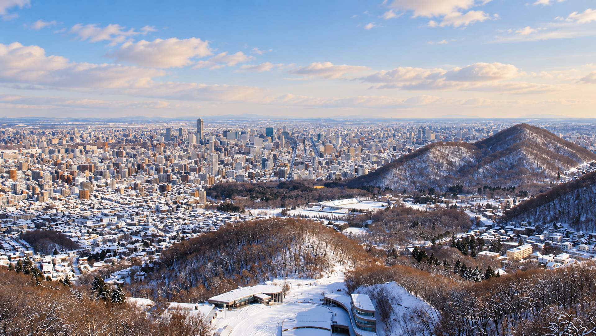 View from the mountains of Sapporo city