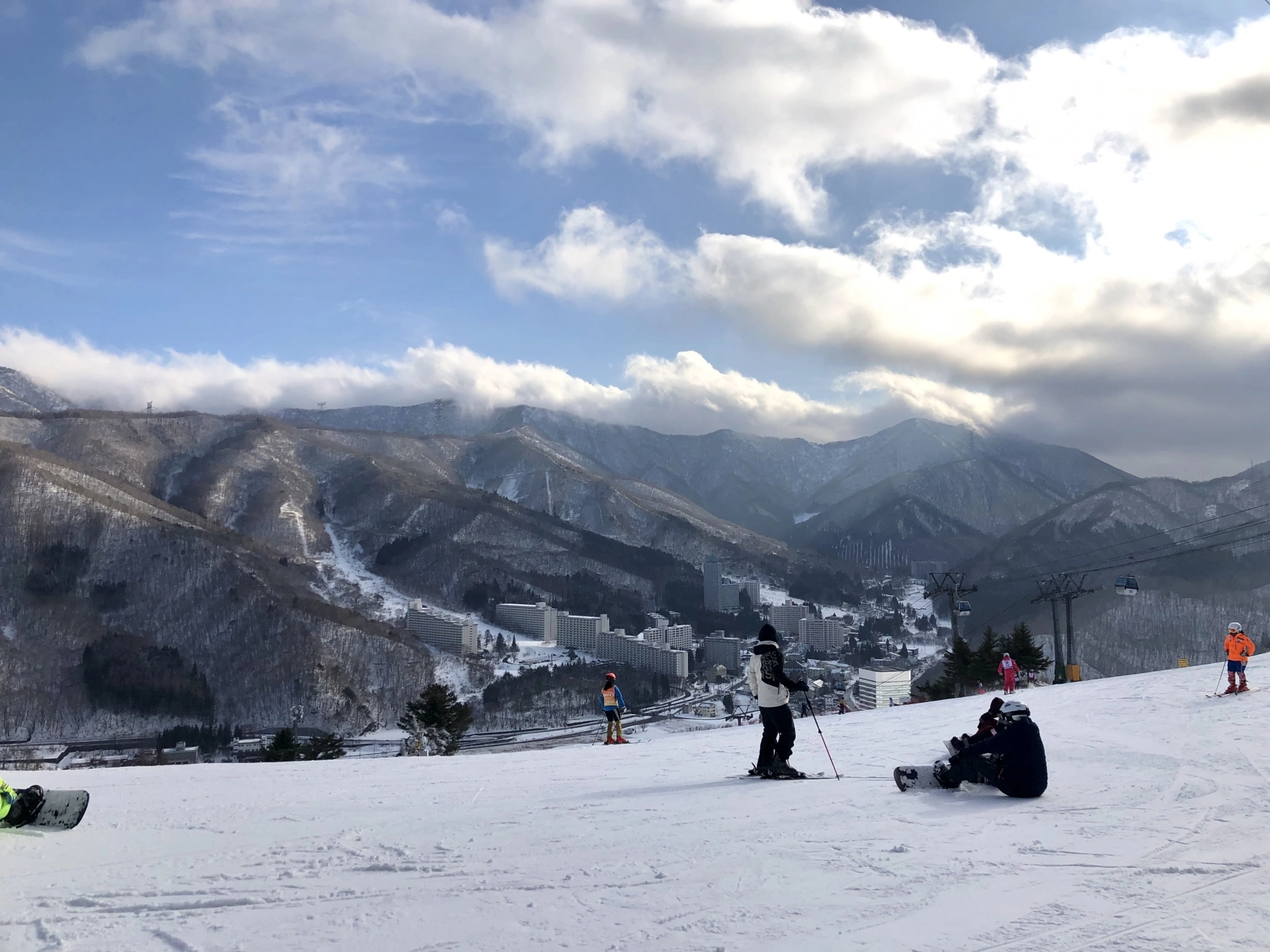 Skiers and Snowboarders enjoying the piste run