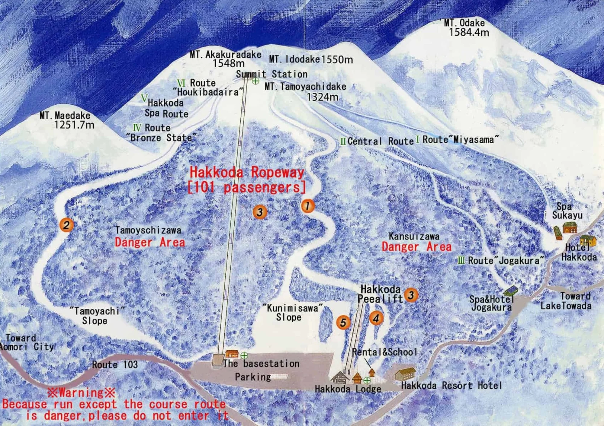 Hakkoda ski and trail map
