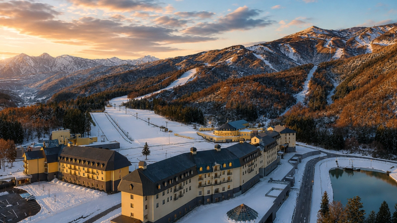 View of Lotte Arai hotel and mountain