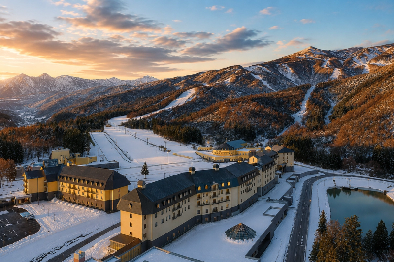 View of Lotte Arai hotel and mountain