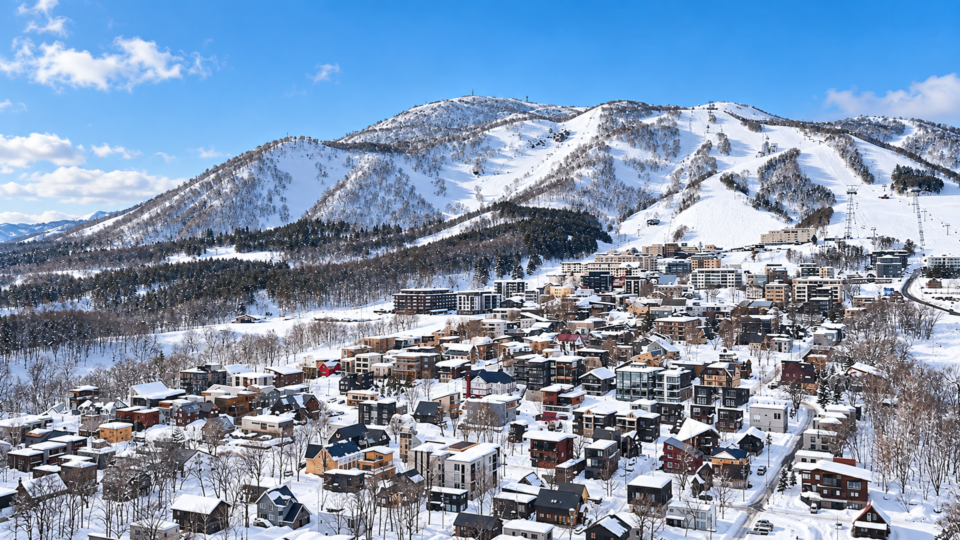 Niseko Village blue skies fresh snow