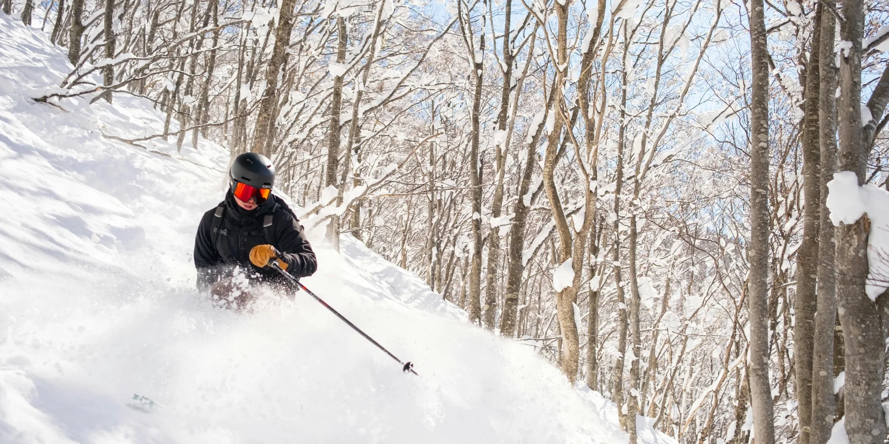Skiing in the sidecountry in Niigata