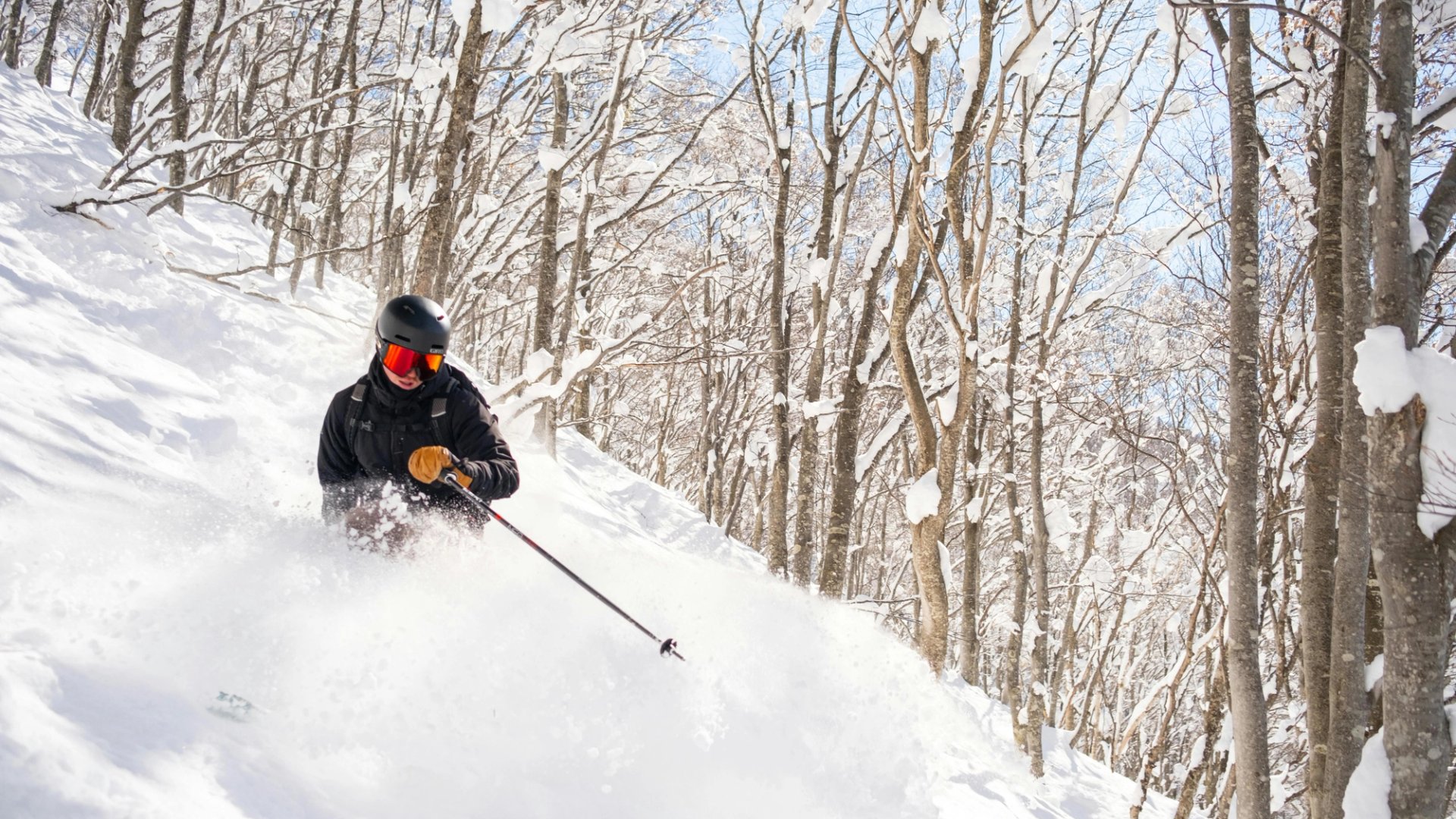 Skiing in the sidecountry in Niigata