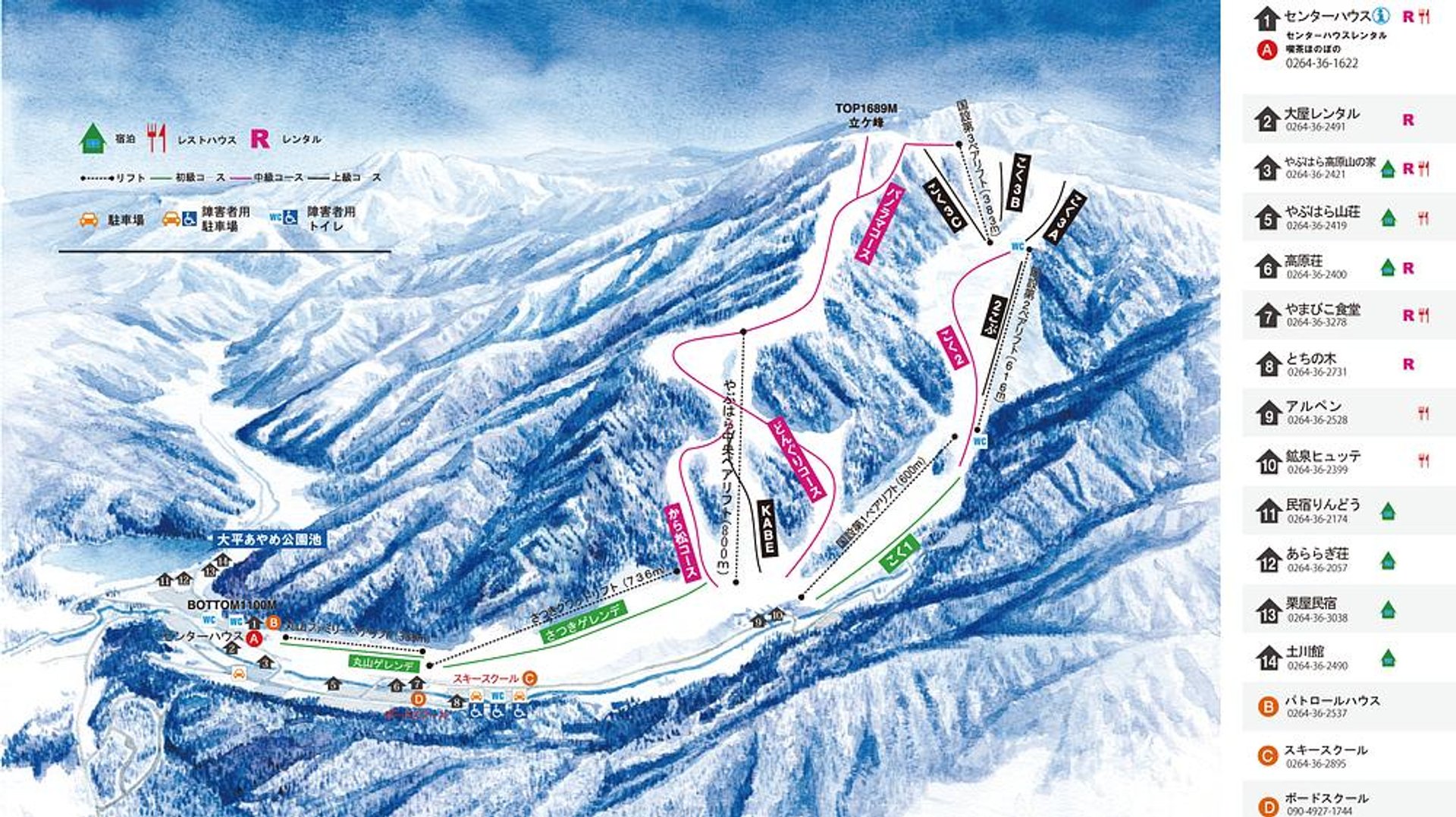 Yabuhara Kogen ski map