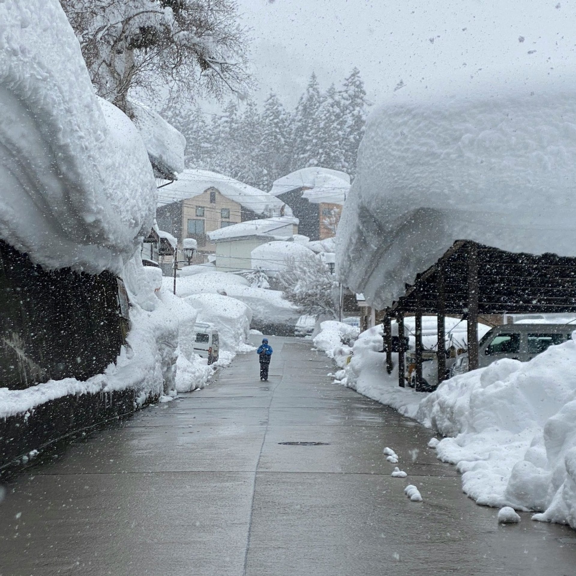 Nozawa village blanketed with snow