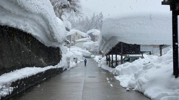 Nozawa village blanketed with snow