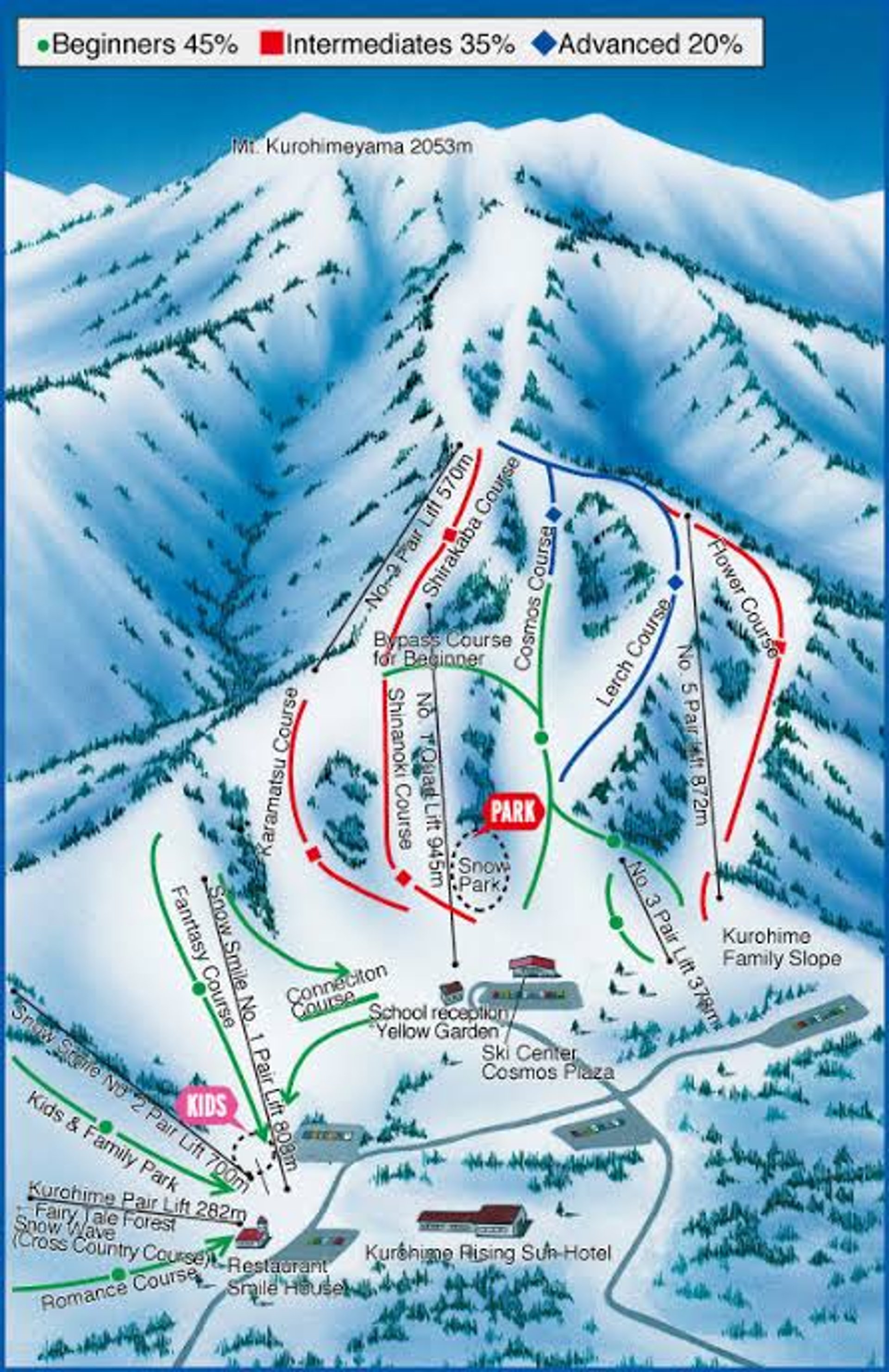Kurohime Kogen ski map