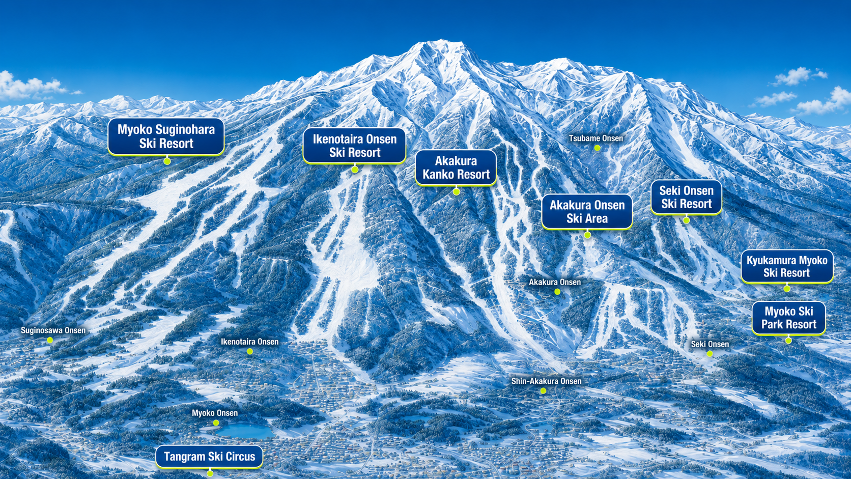 Areas and resorts at Myoko Kogen