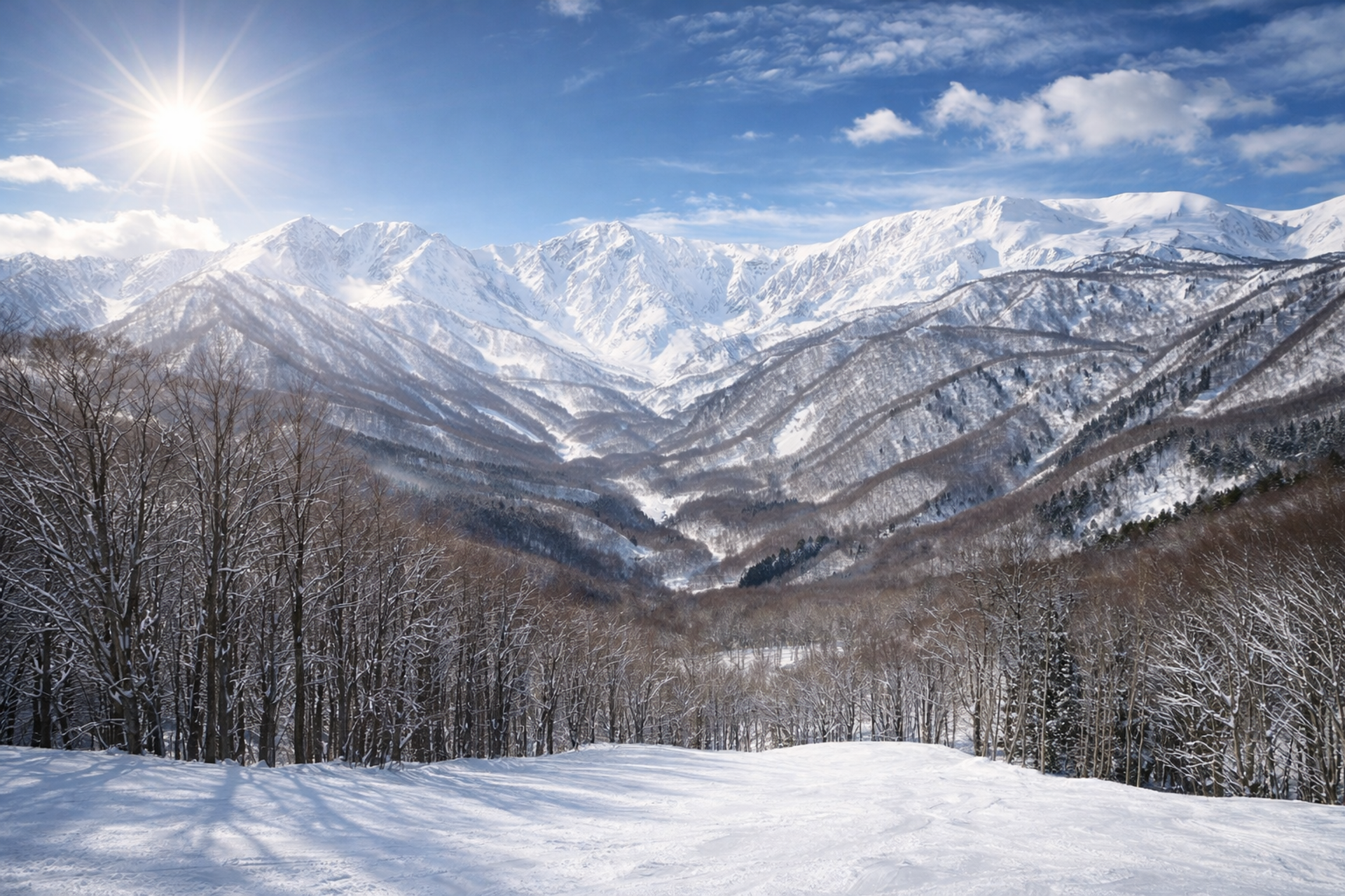 Views on a magnificent day at Hakuba Iwatake